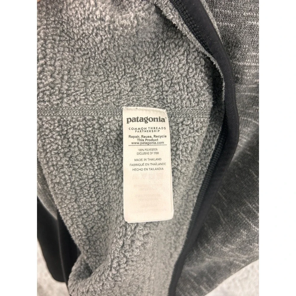 Patagonia Better Sweater Mens Medium Gray Black 1/4 Zip Fleece‎ Pullover Jacket